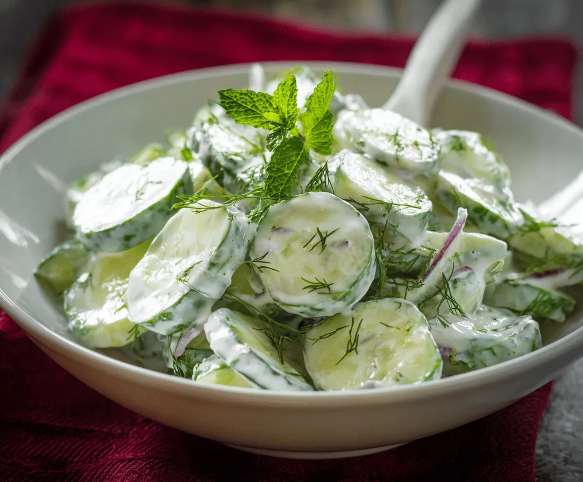 Easy Creamy Cucumber Salad Recipe