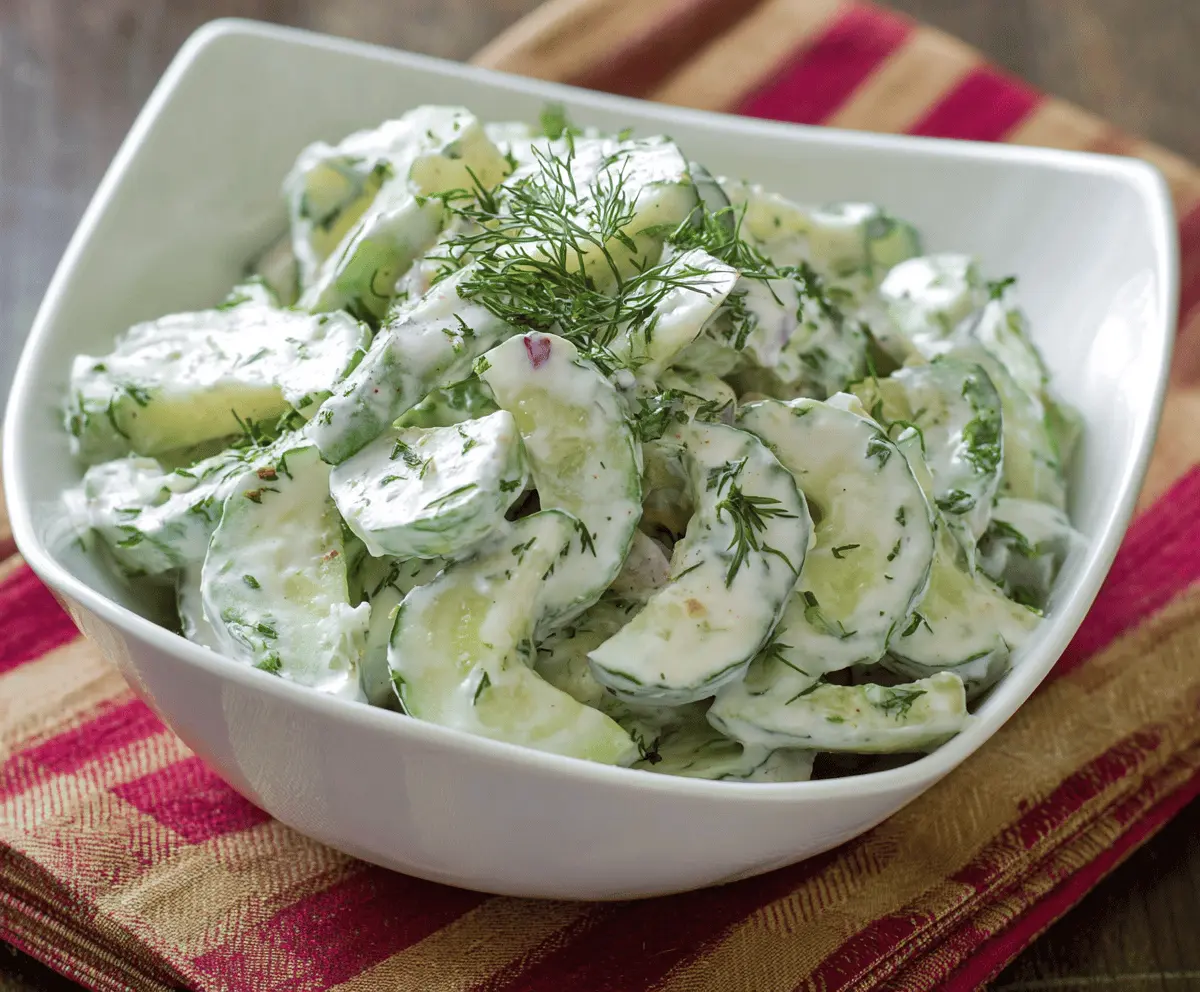 Easy Creamy Cucumber Salad Recipe