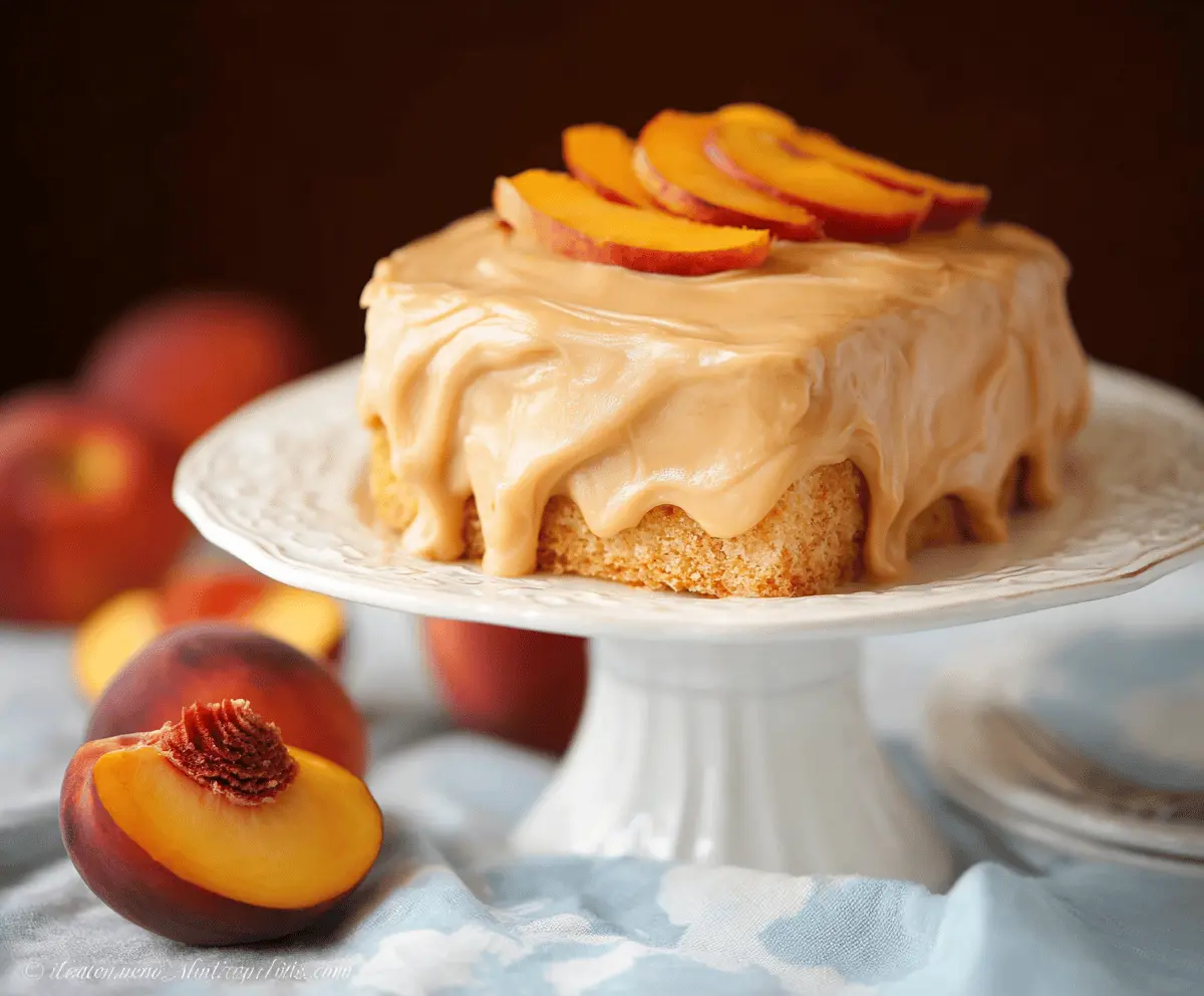 Moist Peach Cake With Brown Sugar Frosting