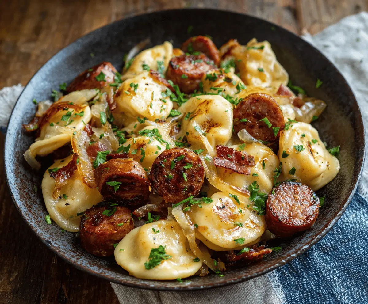 Easy Classic Perogies and Sausage Skillet Recipe