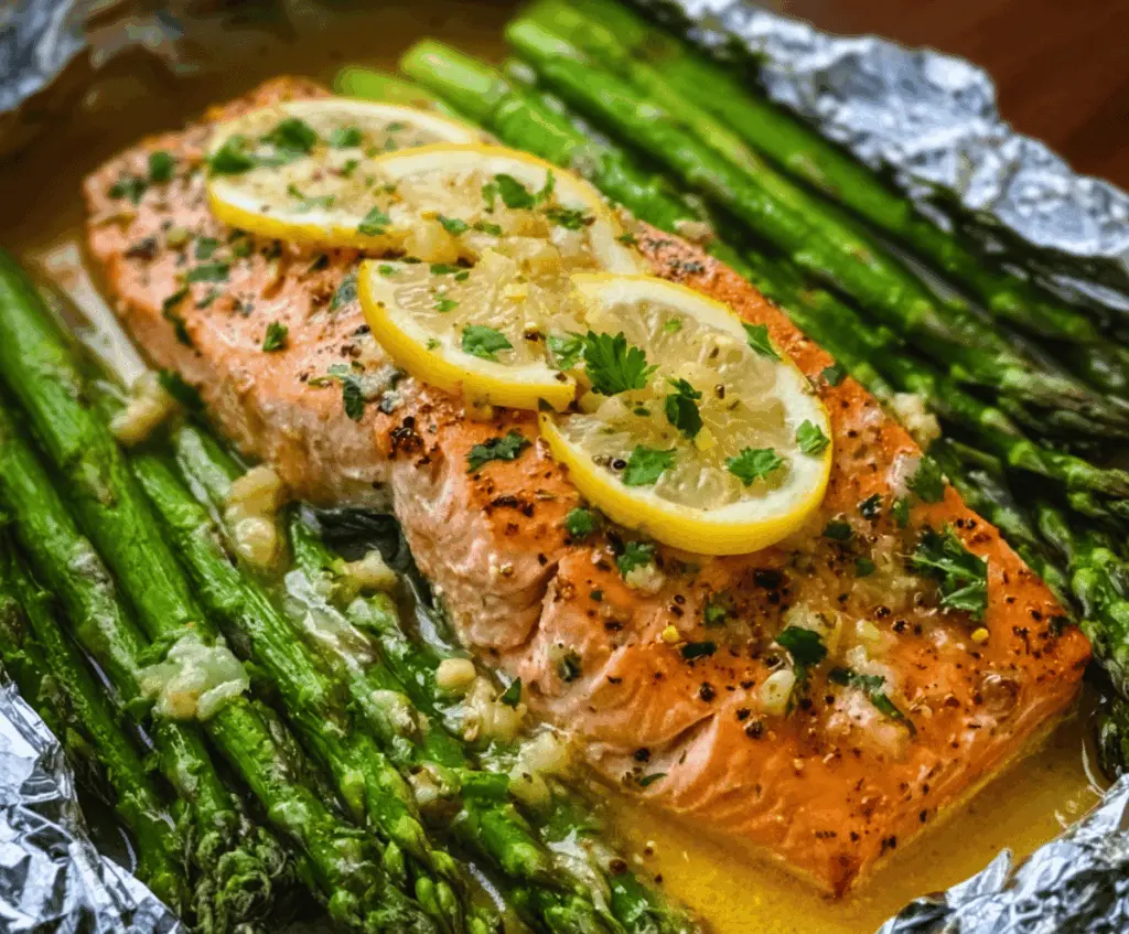 Lemon Garlic Salmon with Asparagus