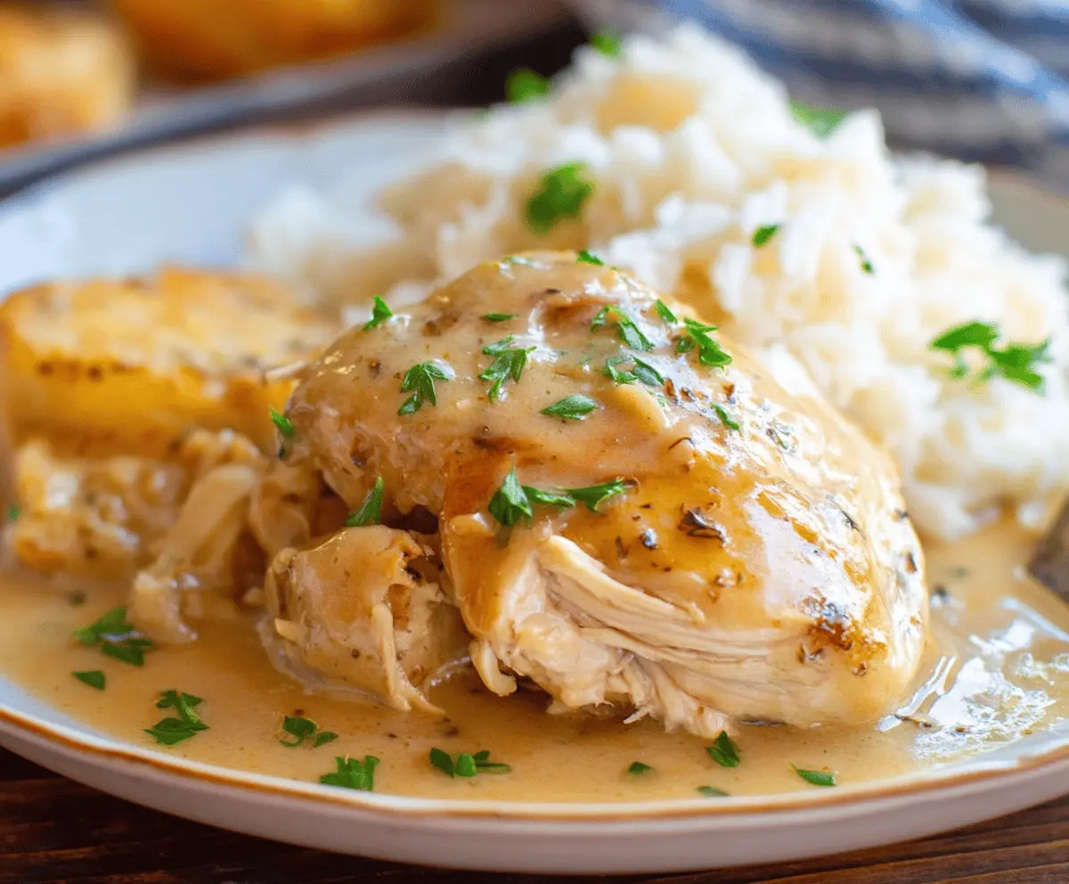 Easy Slow Cooker Chicken and Creamy Gravy Recipe