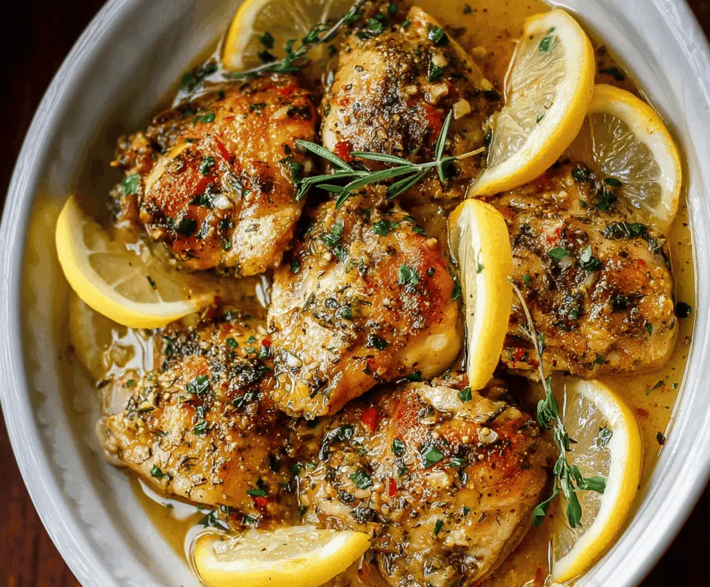 Crock Pot Lemon Garlic Butter Chicken Thighs