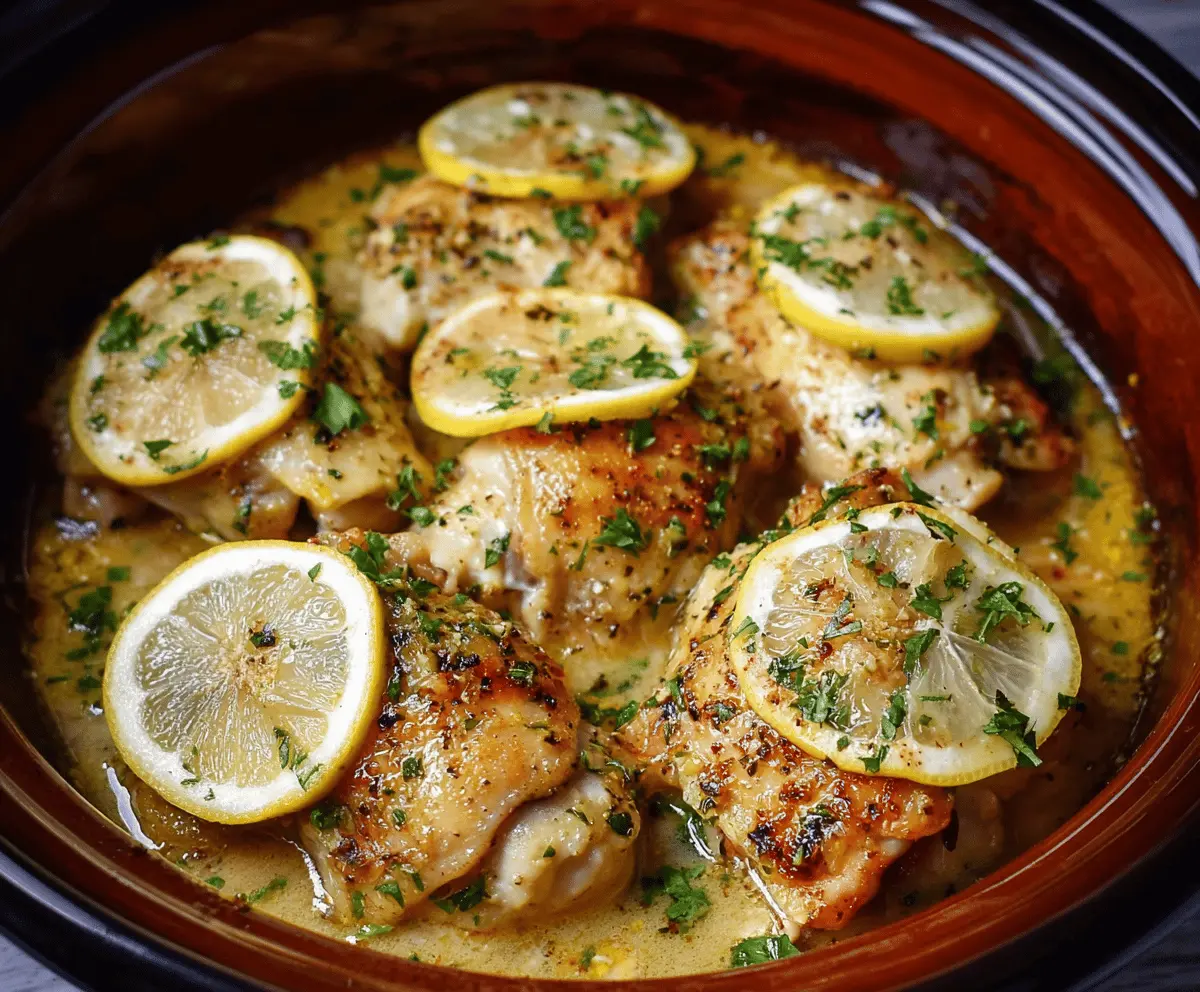 Easy Crock Pot Lemon Garlic Butter Chicken Thighs