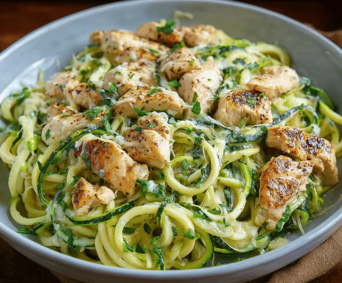Easy Zucchini Noodle Chicken Alfredo Recipe