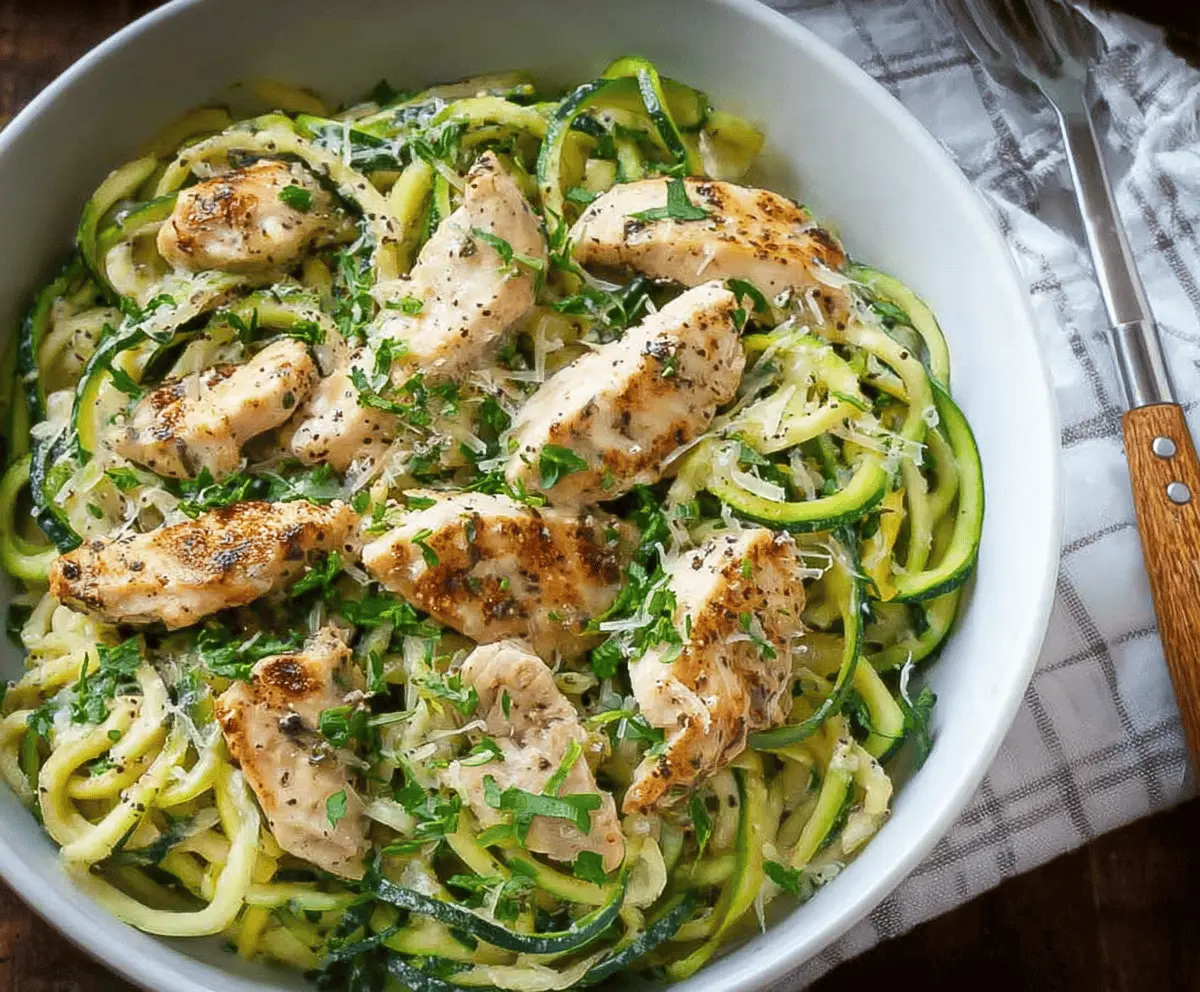 Easy Zucchini Noodle Chicken Alfredo Recipe