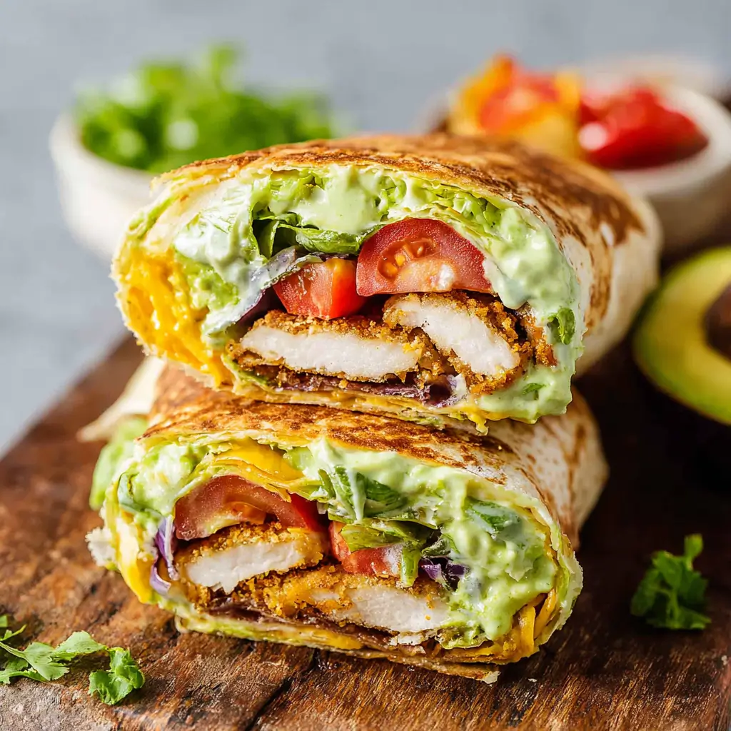 Crispy Chicken Wraps with Creamy Avocado Sauce: Light and Filling Lunch Idea