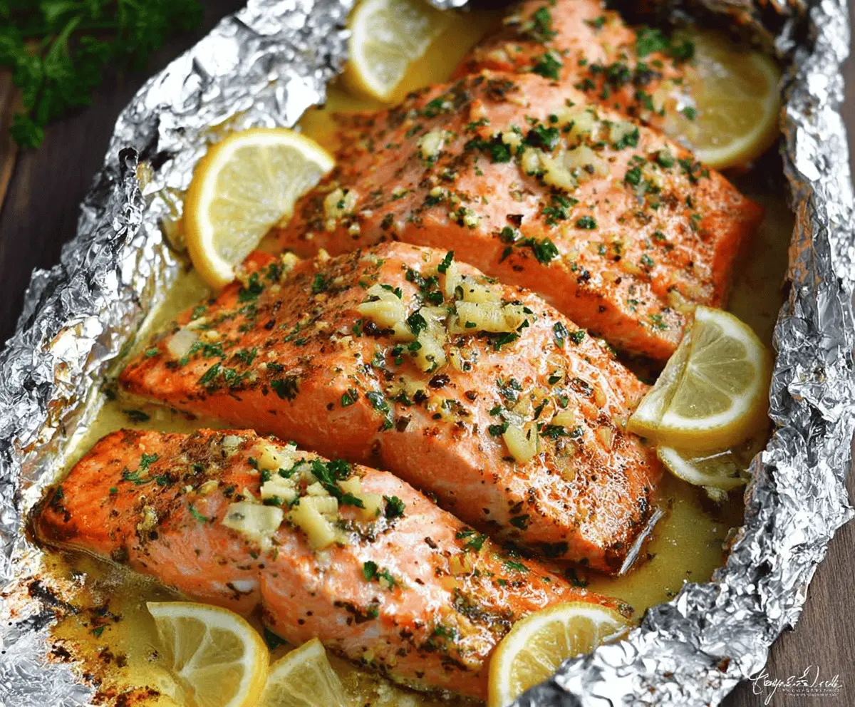 Easy Garlic Butter Salmon Foil Packets