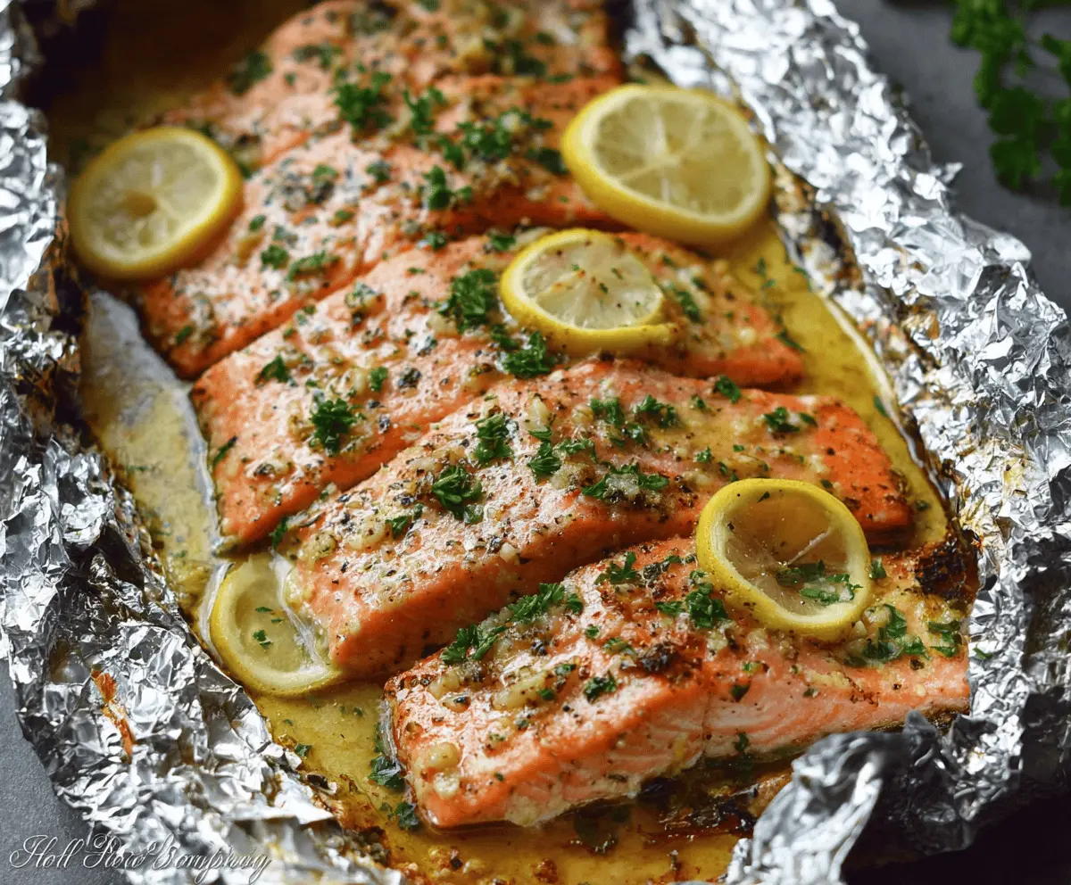 Easy Garlic Butter Salmon Foil Packets