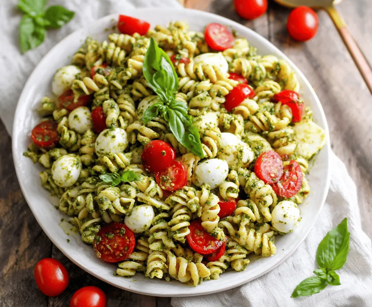 Light and Creamy Pesto Caprese Pasta Salad Recipe