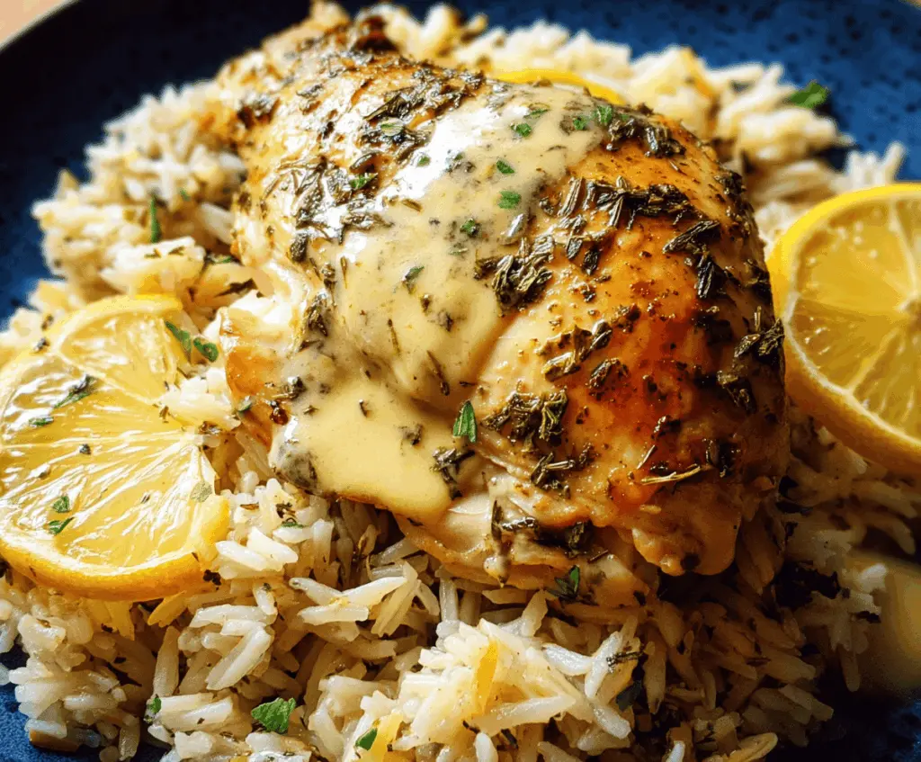 Easy Slow Cooker Lemon Herb Chicken and Rice