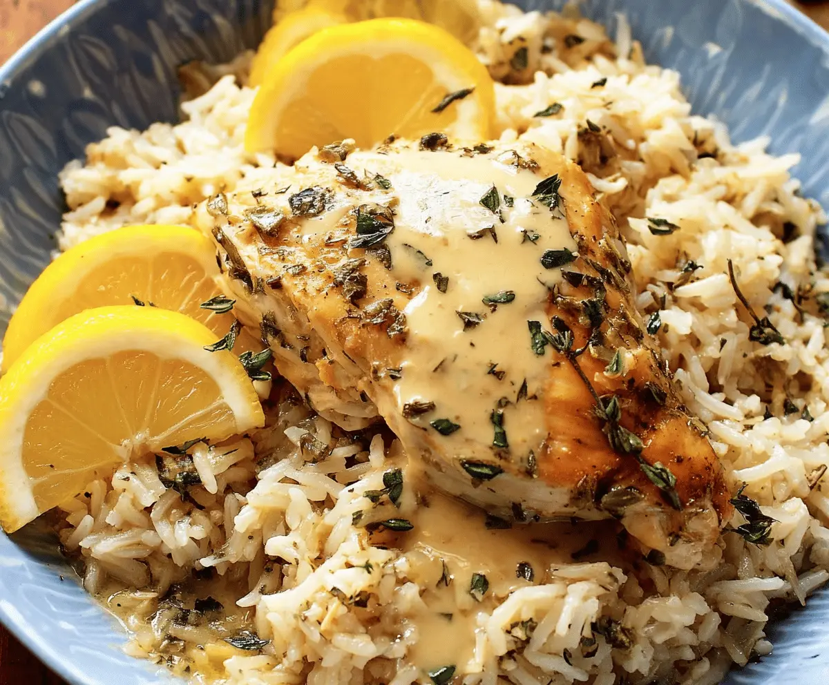 Easy Slow Cooker Lemon Herb Chicken and Rice