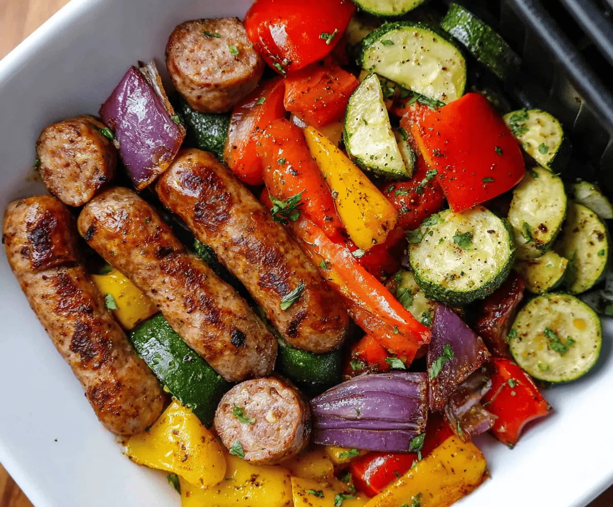 Easy 10-Minute Air Fryer Chicken Sausage and Veggies