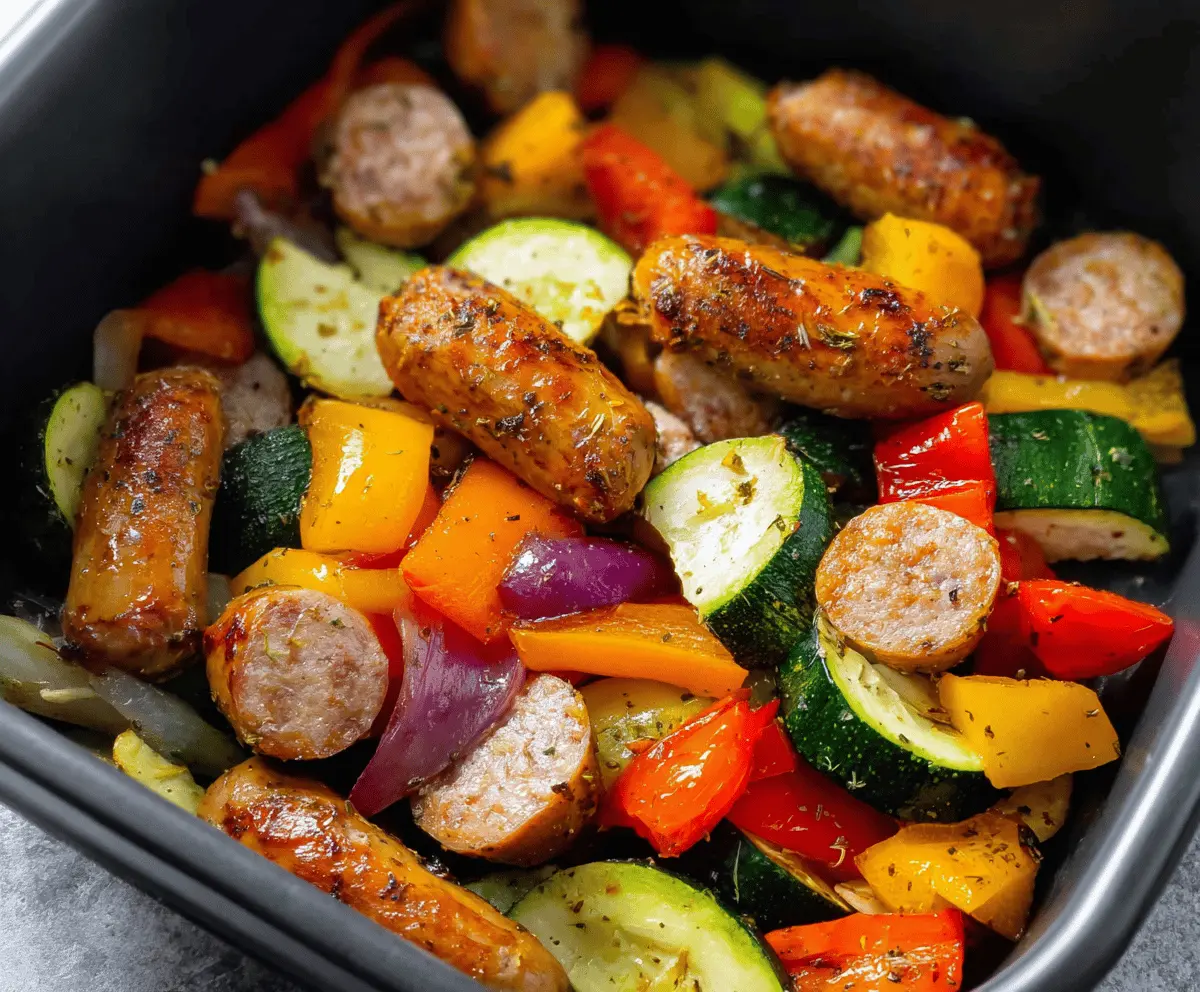 Easy 10-Minute Air Fryer Chicken Sausage and Veggies