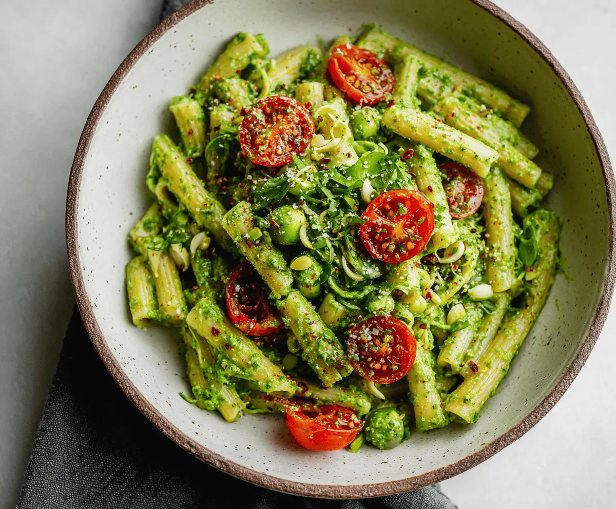 Creamy Vegan Avocado Pesto Pasta Recipe