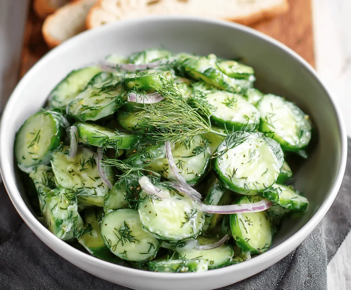 Easy Creamy Cucumber Dill Salad Recipe – Refreshing & Healthy Summer Side Dish
