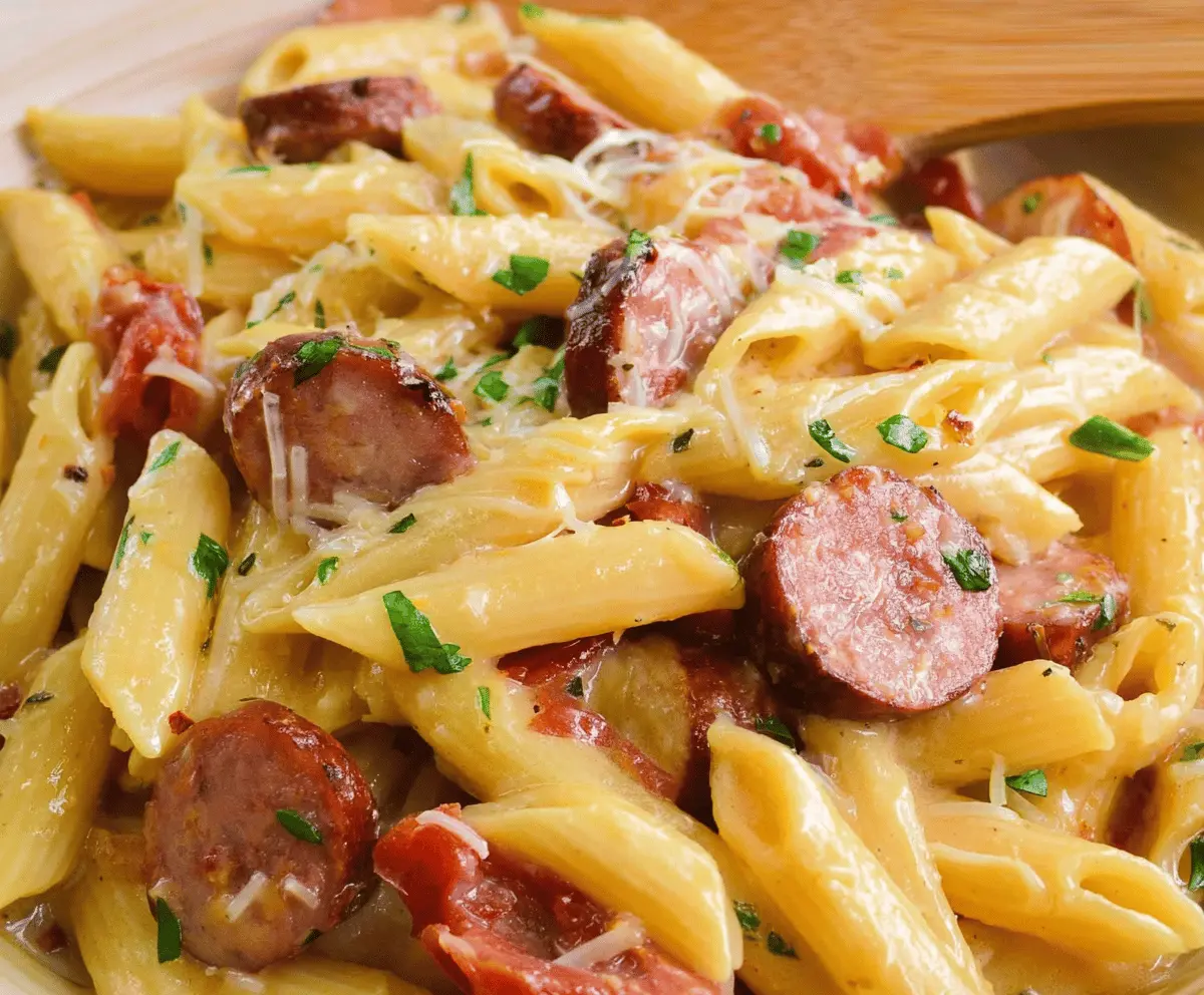 Smoked Sausage And Mozzarella Pasta