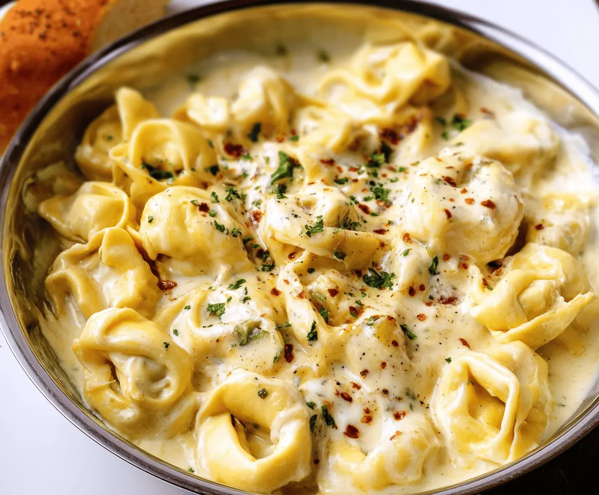 Cheesy Alfredo tortellini