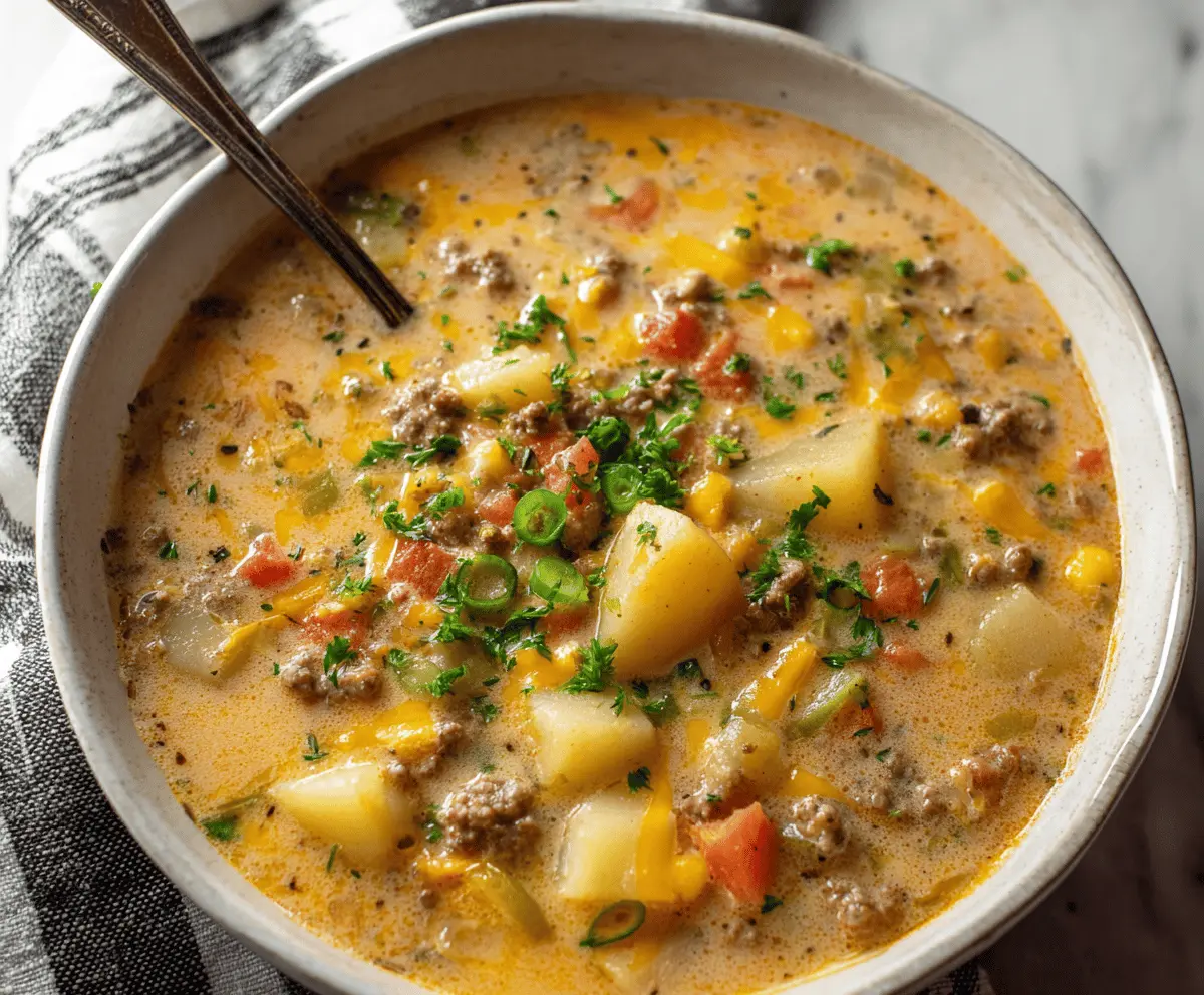 Cheesy Hamburger Potato Soup