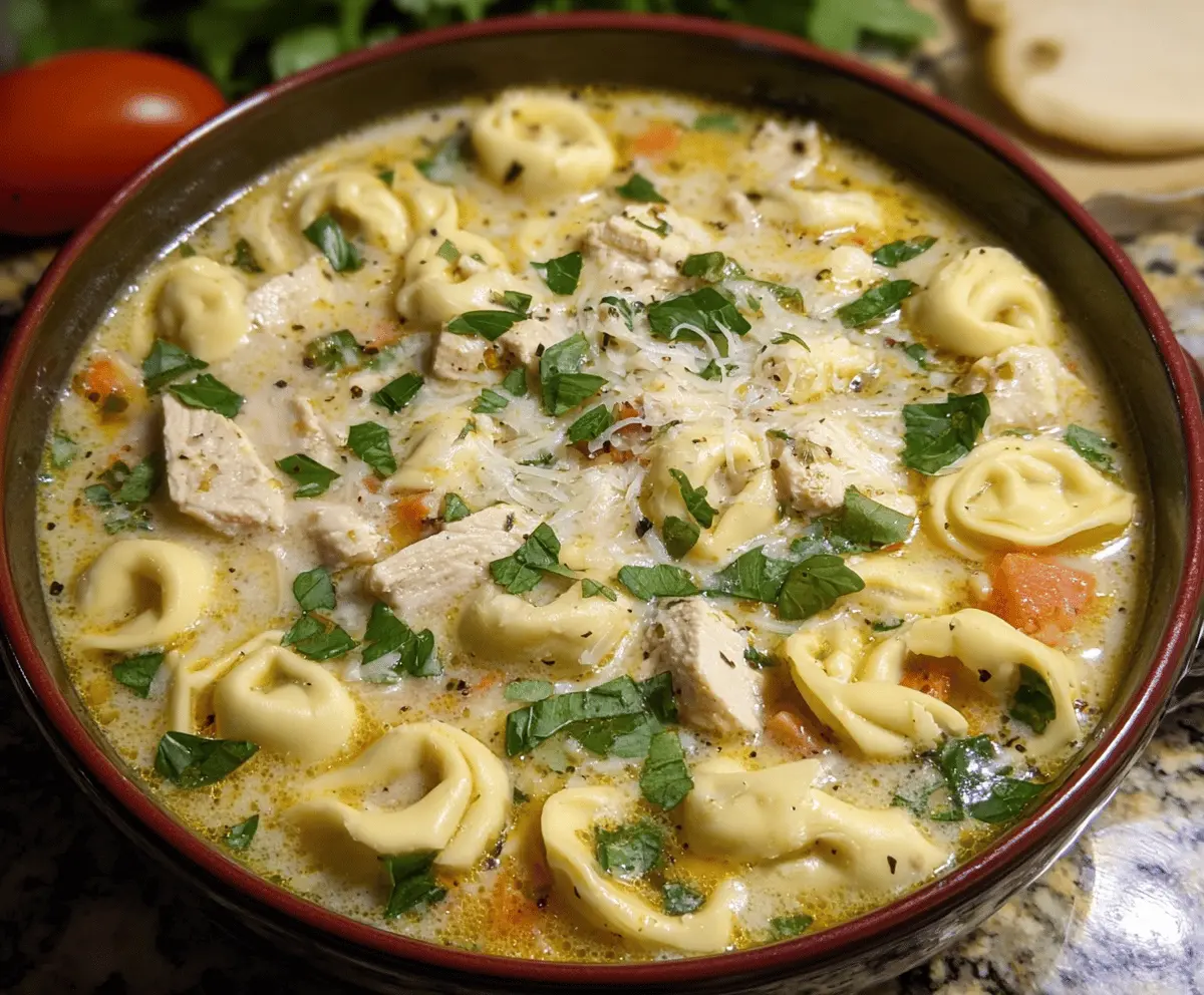 Chicken Alfredo Tortellini Soup