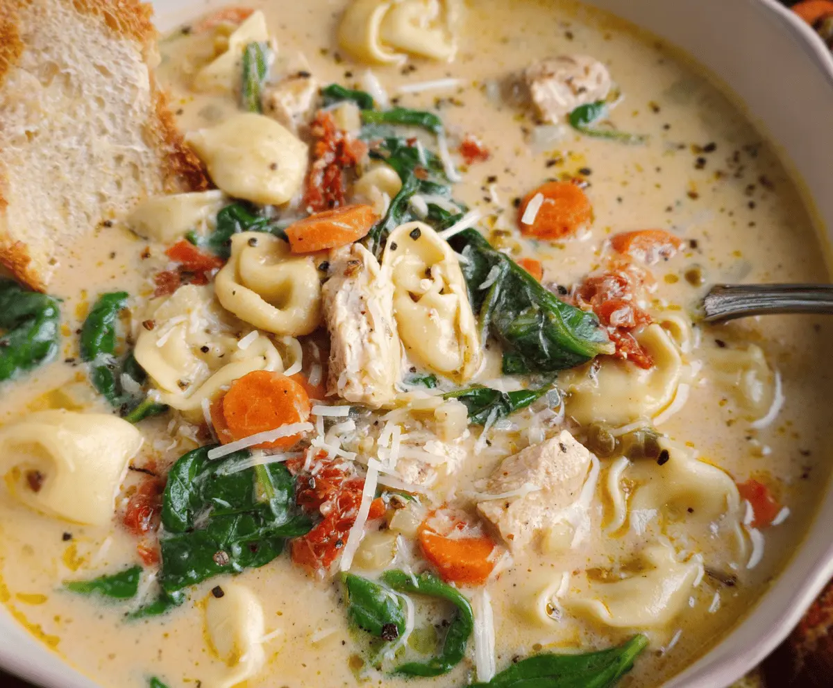 Creamy Tuscan Chicken Tortellini Soup