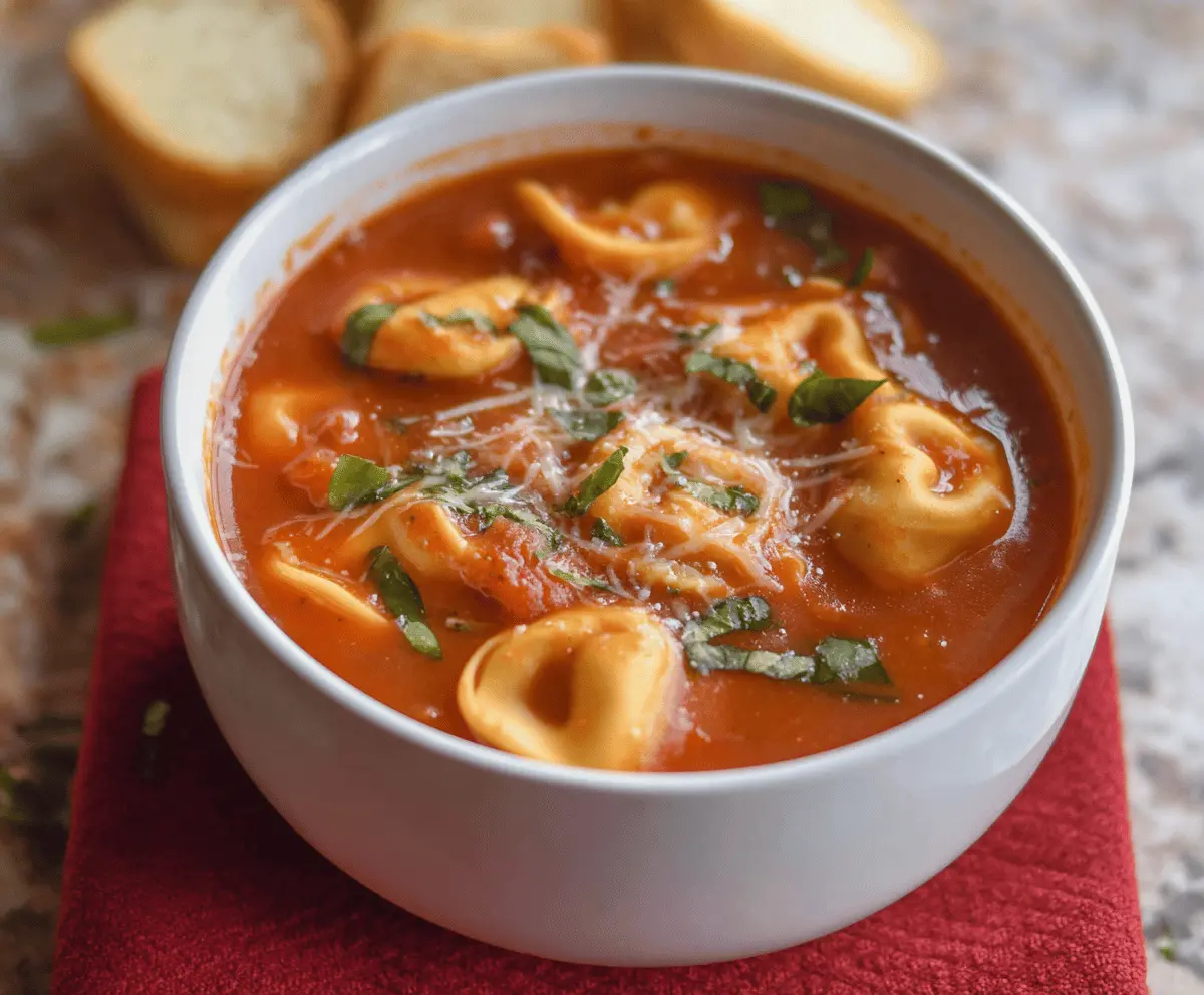 Slow Cooker Tomato Tortellini Soup