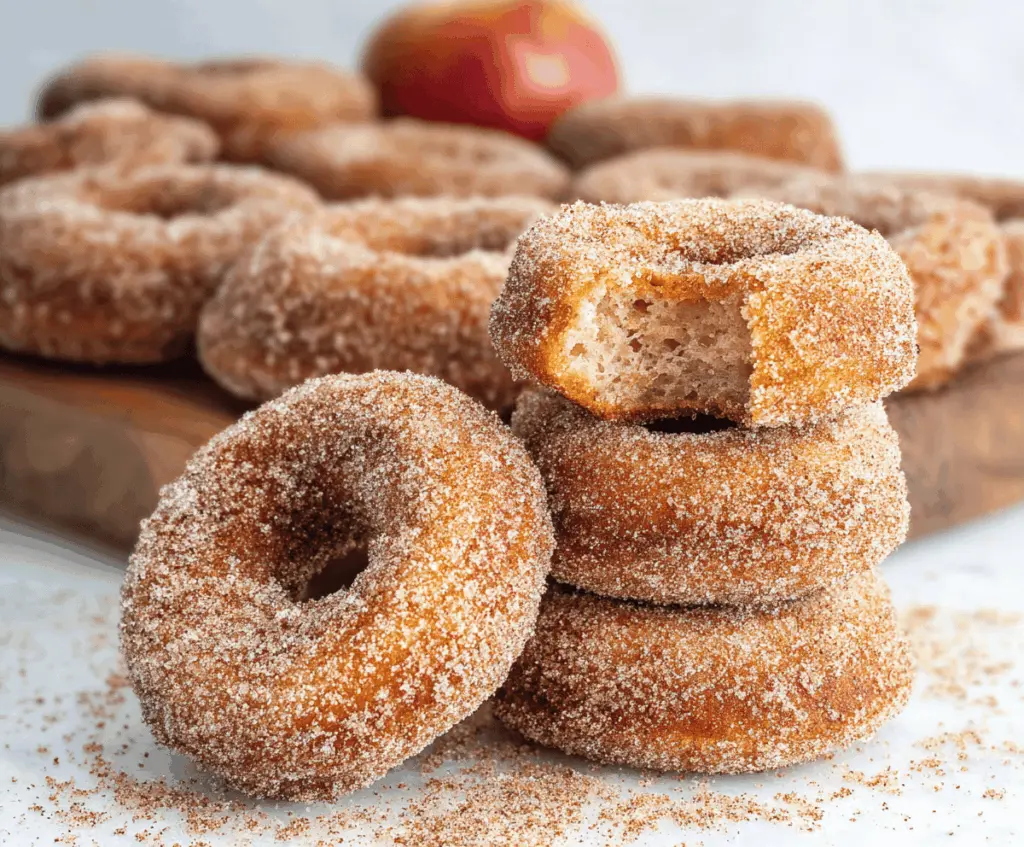 Delicious homemade apple cider donuts on a rustic plate, perfect for fall baking and seasonal treats