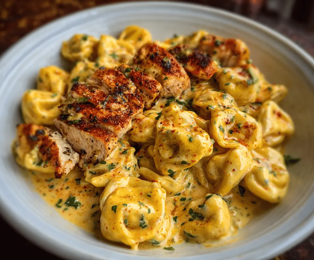 Cajun Chicken Tortellini with a Creamy Garlic Sauce