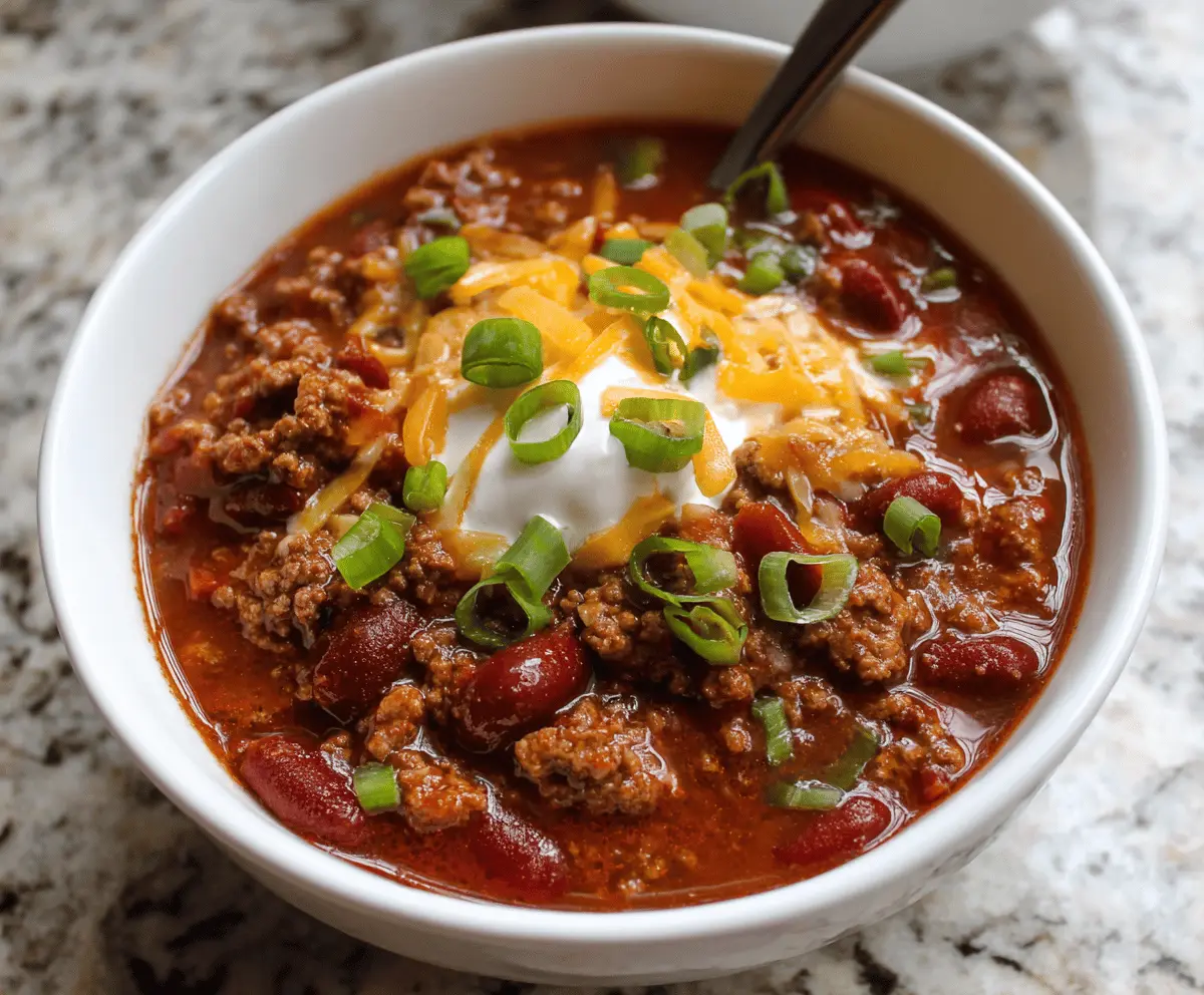 Crockpot Chili with Ground Beef and Beans