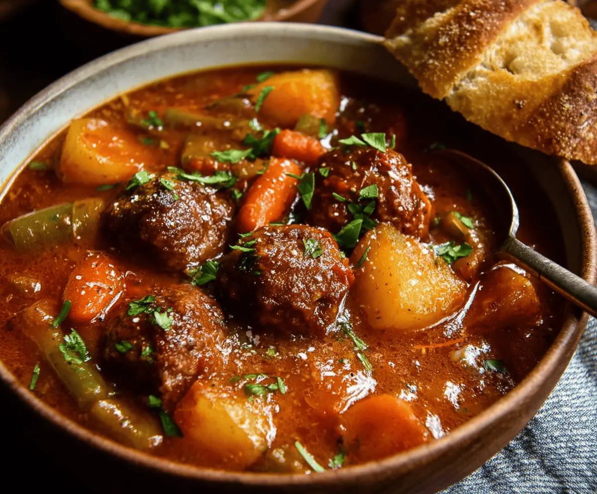 Cozy and Easy Meatball Stew Recipe