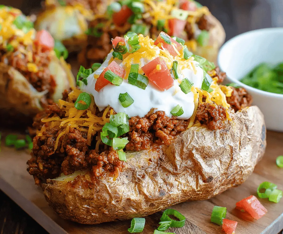 Loaded Beef Taco Stuffed Potatoes