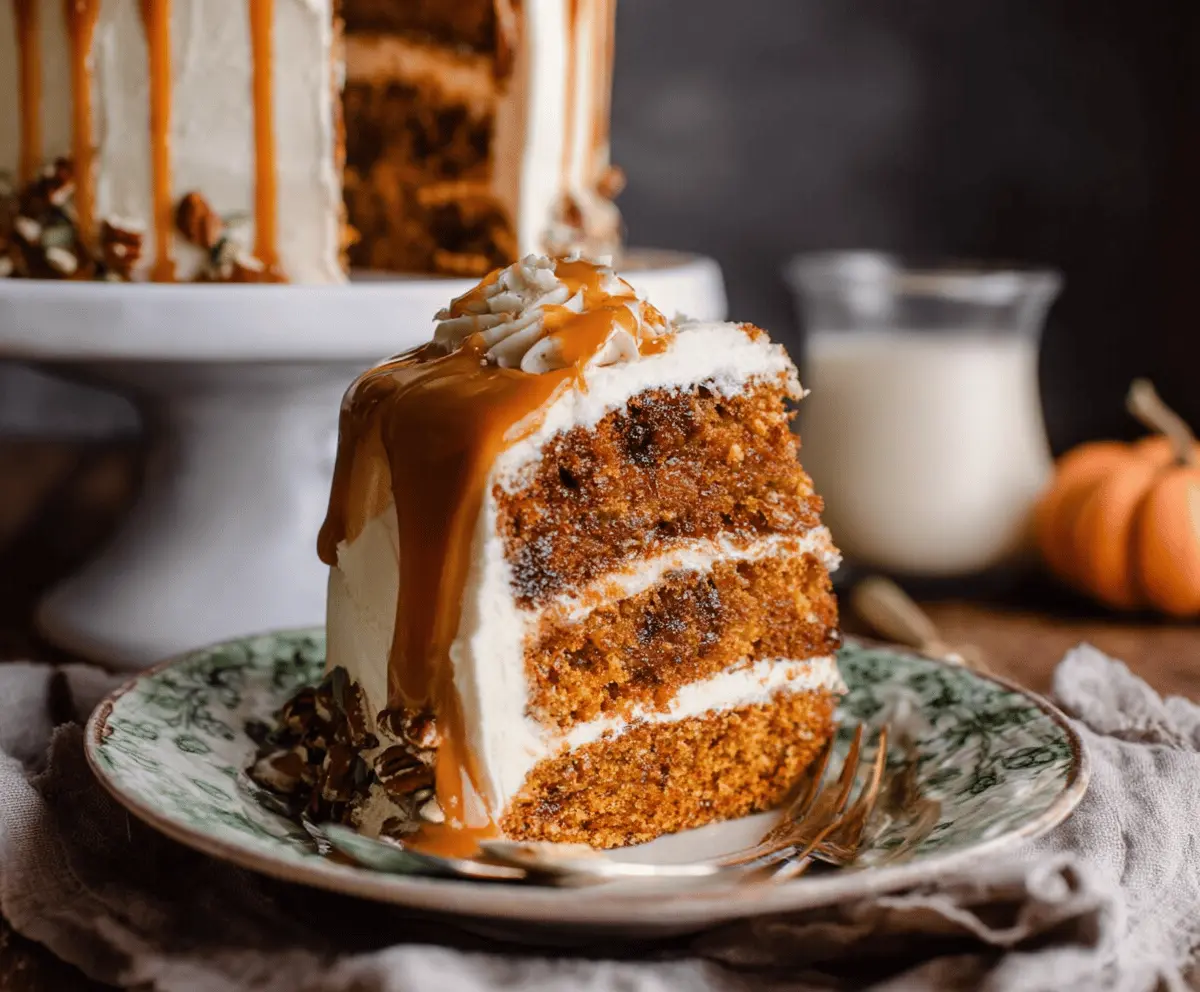 Pumpkin Layer Cake with Caramel-Cream Cheese Frosting