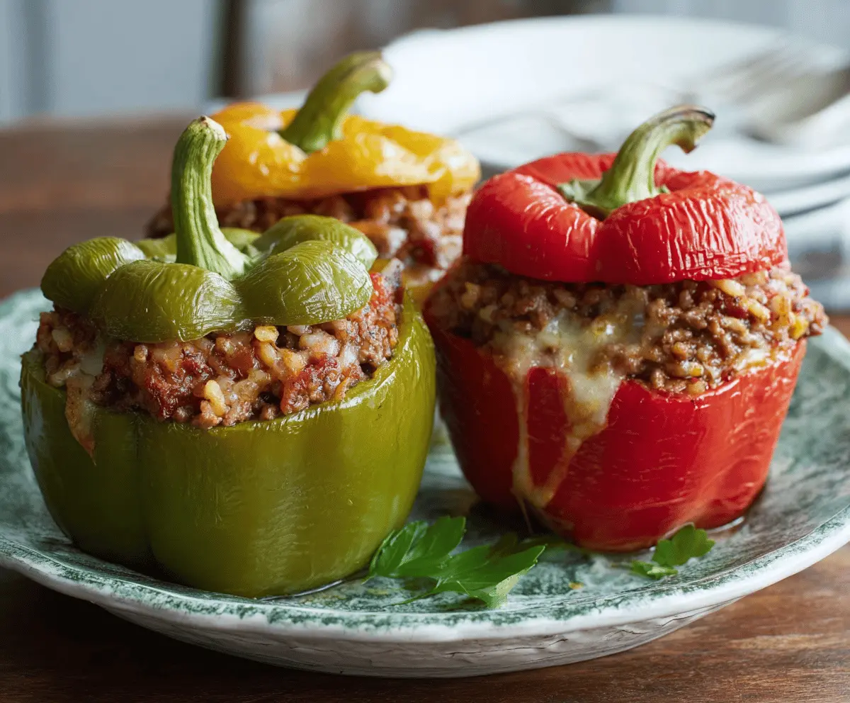 Slow Cooker Beef Stuffed Peppers