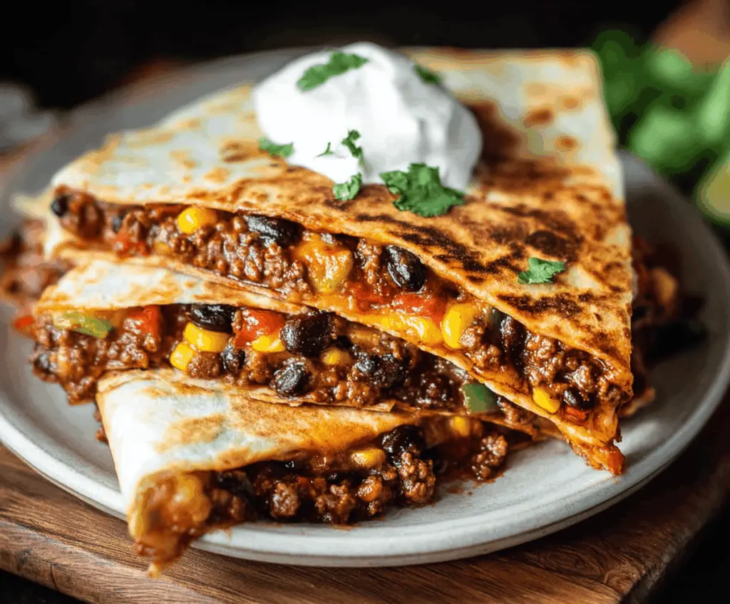 Southwest Beef and Black Bean Quesadillas