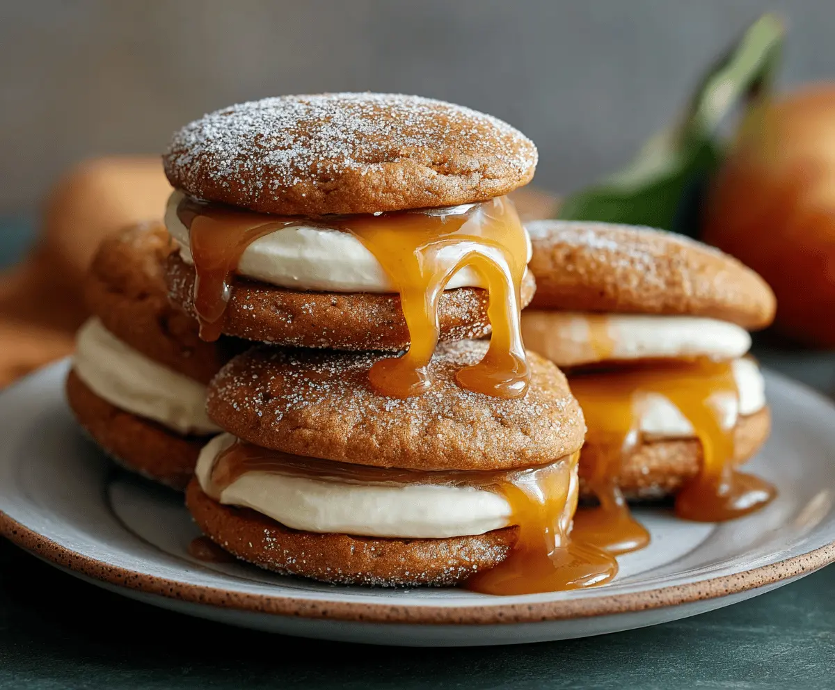 Irresistible Apple Cider Whoopie Pie Cookies with Gooey Caramel