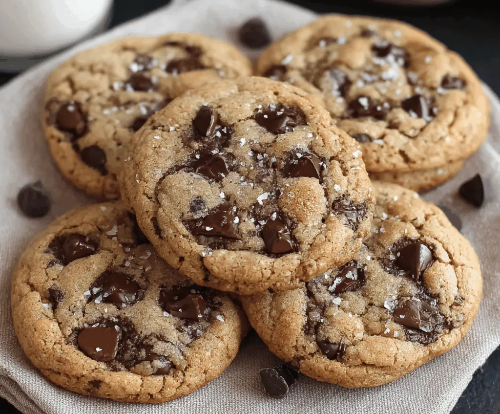 Delicious soft and chewy chocolate chip cookies fresh from the oven, with gooey chocolate chips melting inside