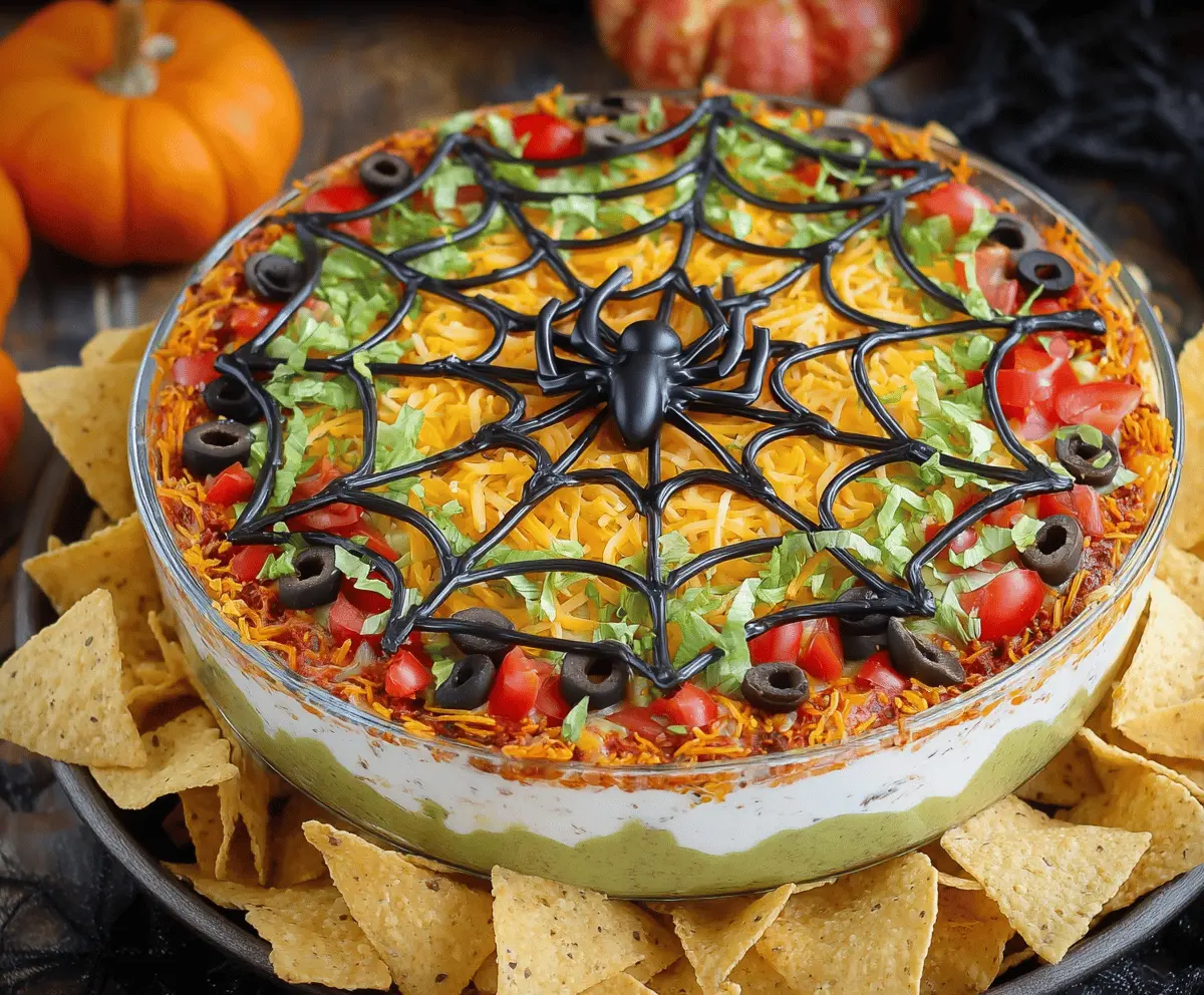 Spooky Halloween Spiderweb Taco Dip Recipe