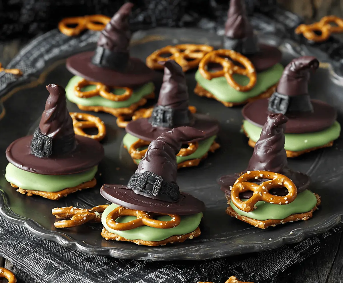 Quick & Easy Halloween Witch Hat Pretzel Chocolate Bites Recipe