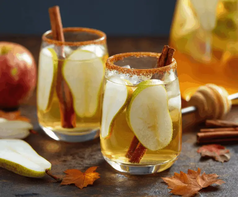 Spiced Pear Sangria with Cinnamon and Honey