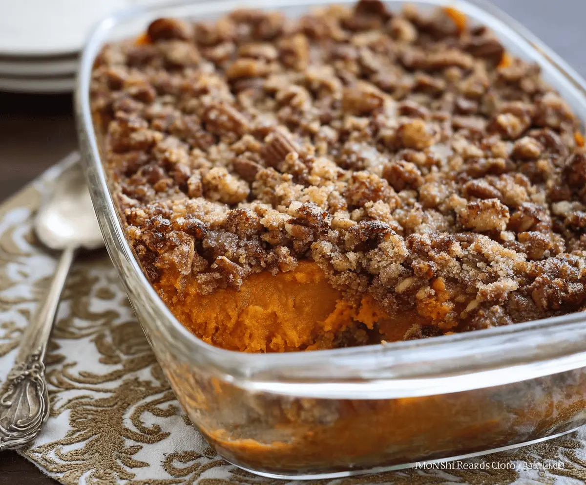Sweet Potato Casserole with Crunchy Pecan Streusel – Perfect Thanksgiving Side