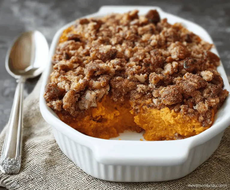 Sweet Potato Casserole with Pecan Streusel for Thanksgiving