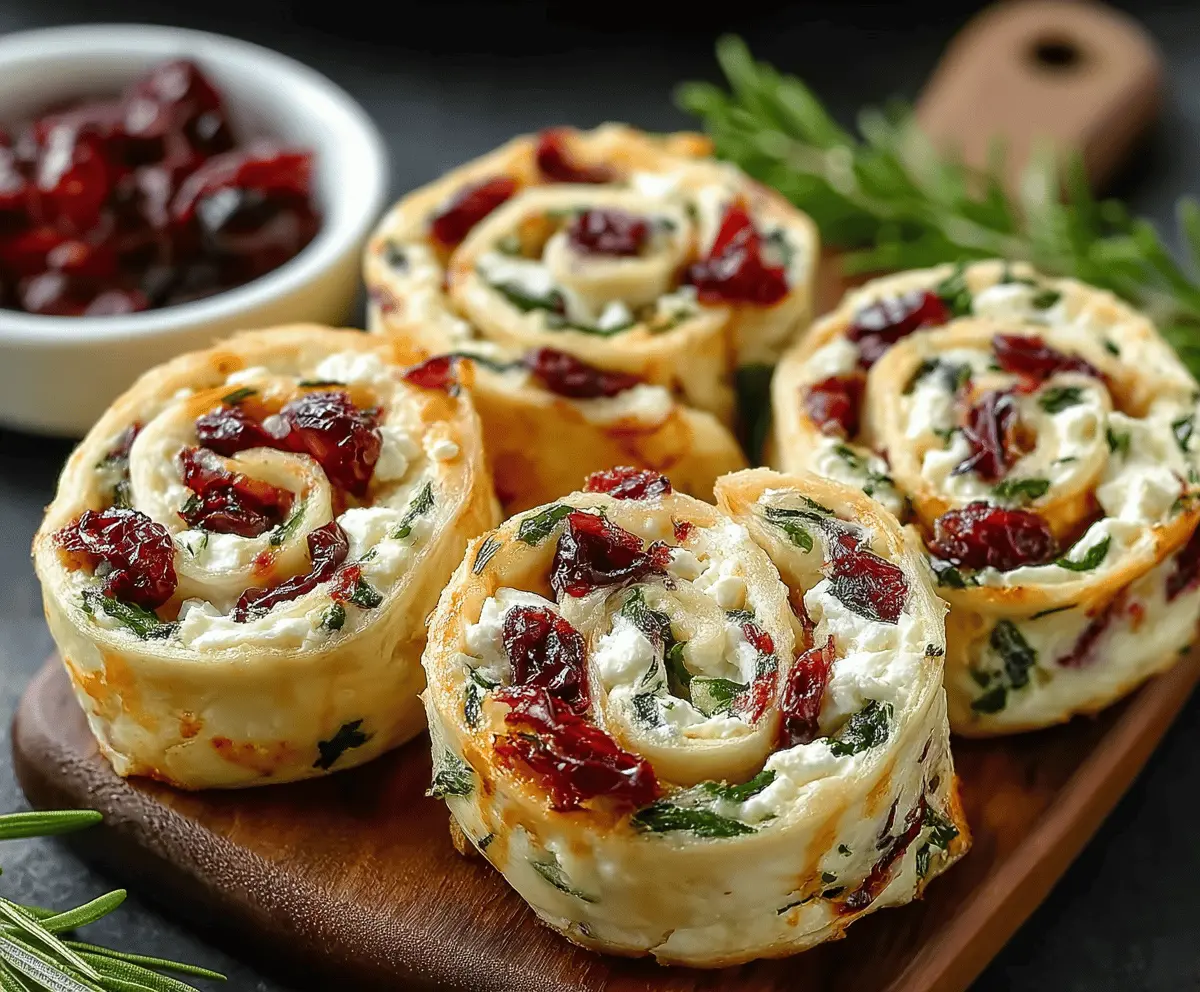 Easy Christmas Cranberry Feta Pinwheels