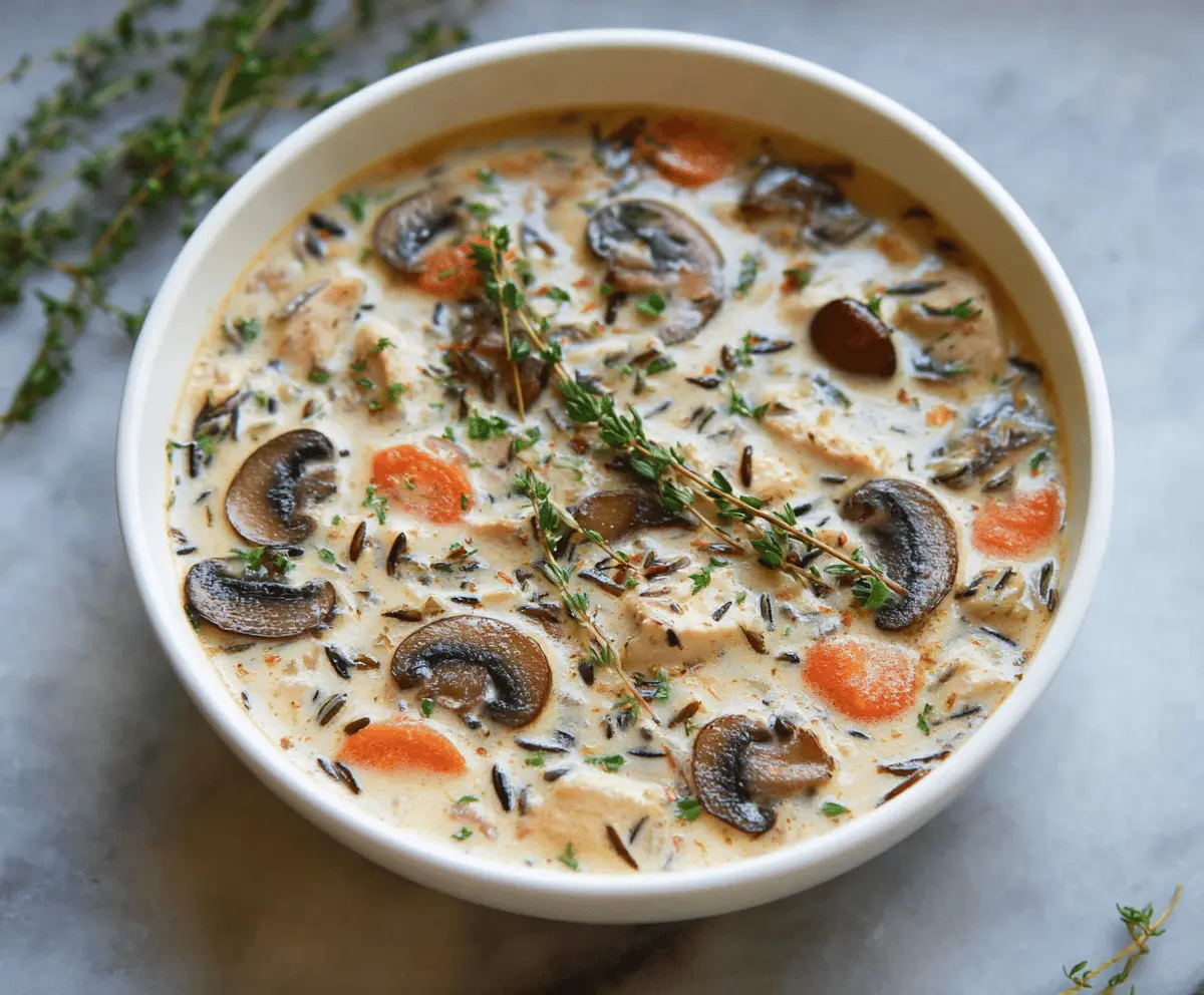 Creamy Warm Chicken Mushroom Wild Rice Soup Recipe