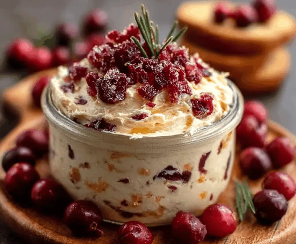 Creamy Christmas Cranberry Honey Butter spread, perfect for holiday toast and biscuits.