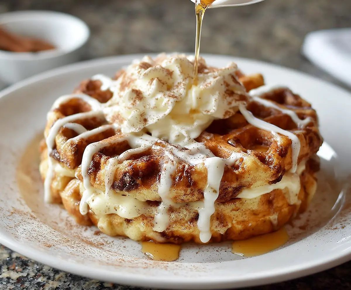 Easy Cinnamon Roll Waffles