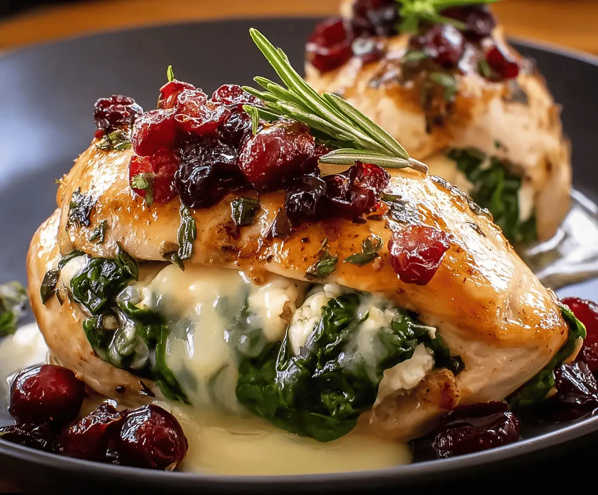 Easy Cranberry Spinach Stuffed Chicken