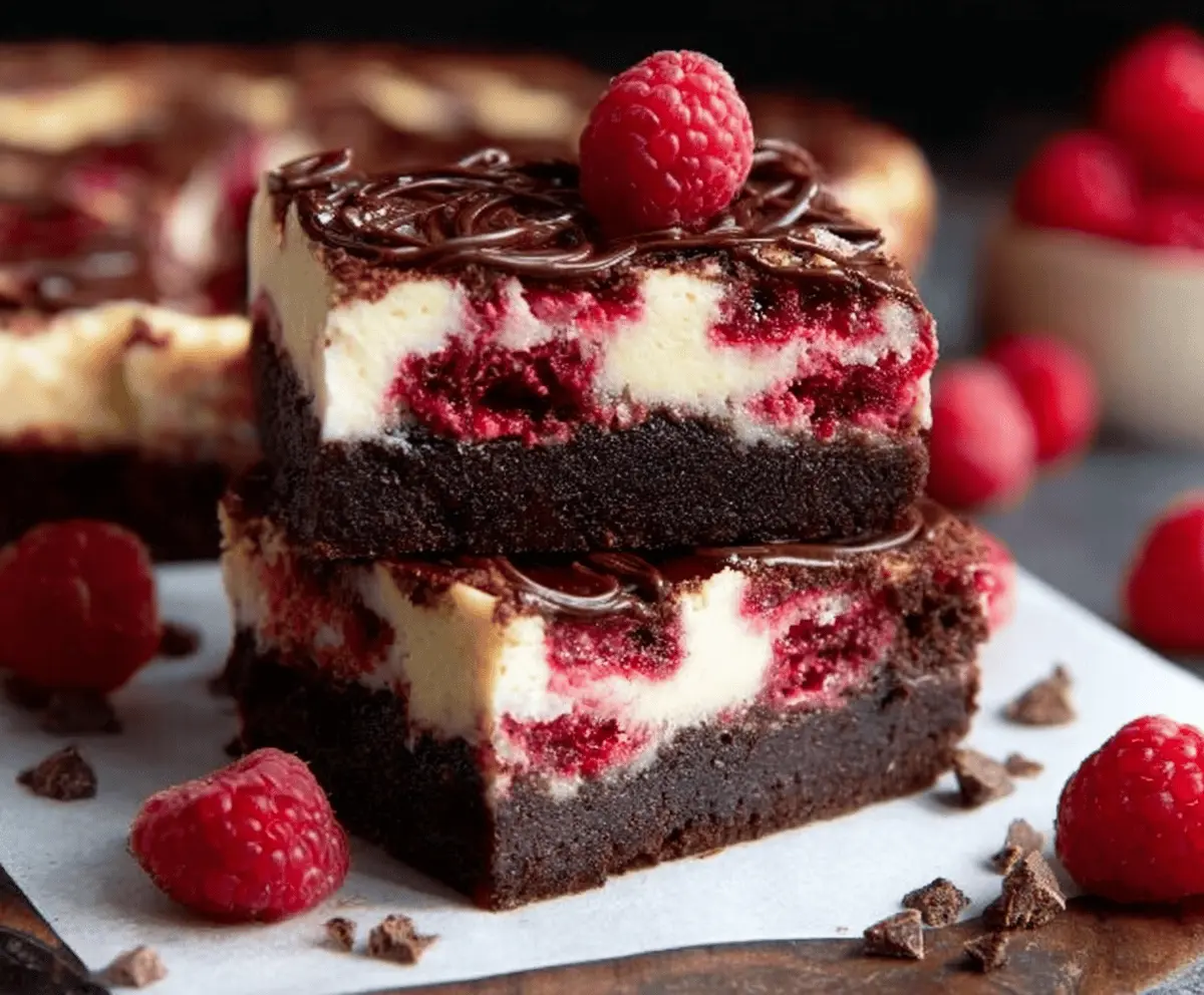 Delicious Raspberry Brownie Cheesecake