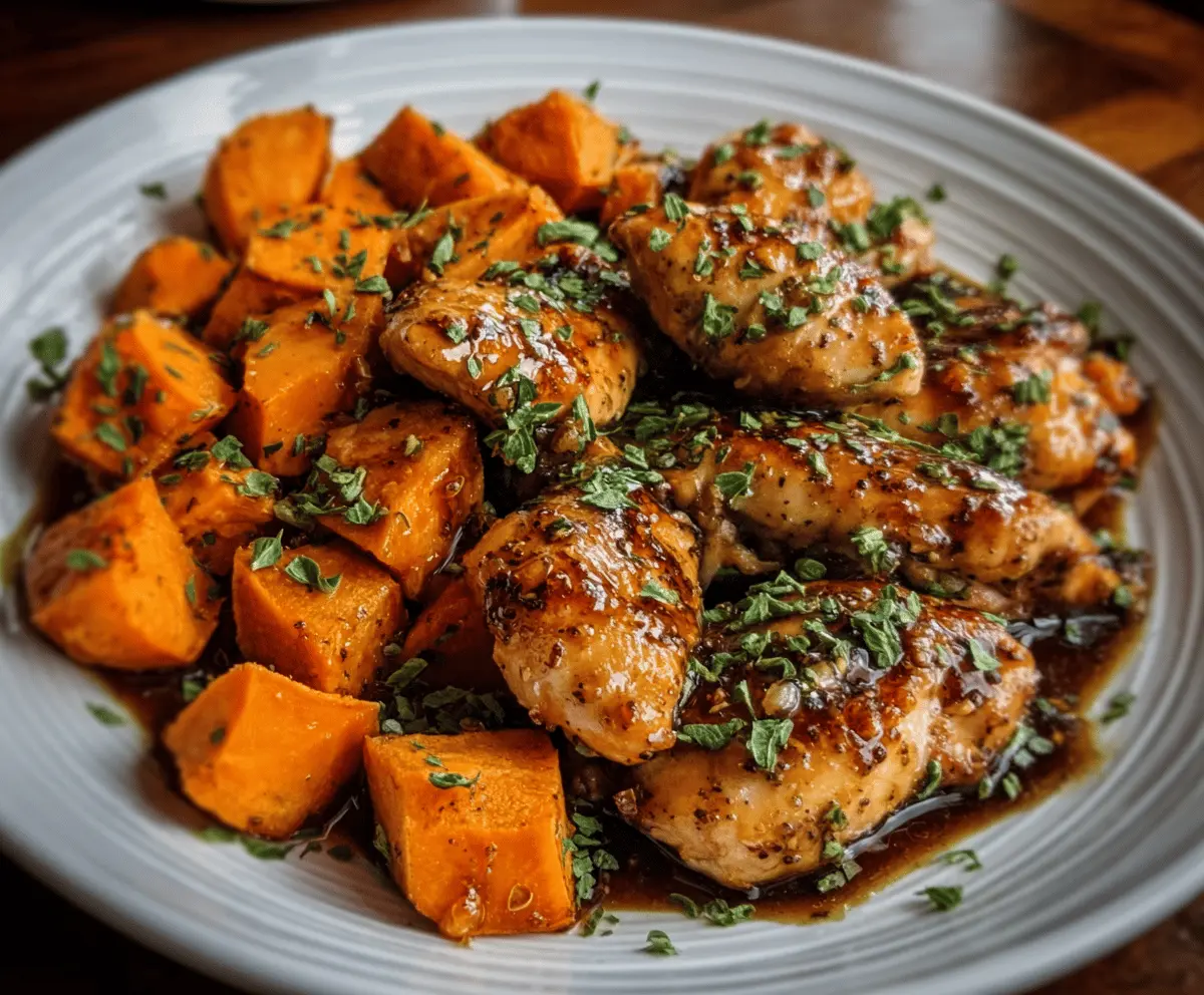 Easy Honey Garlic Chicken & Sweet Potato
