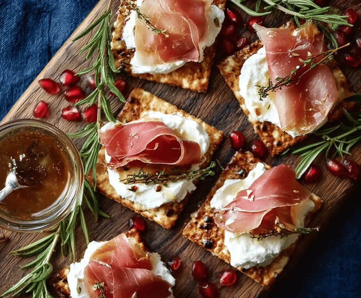 Easy Honey Ricotta Prosciutto Crackers