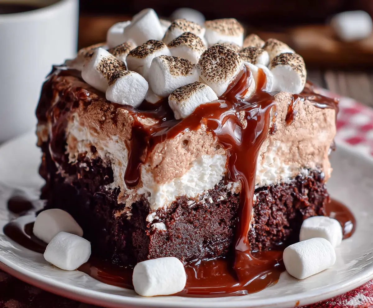Delicious Hot Chocolate Poke Cake